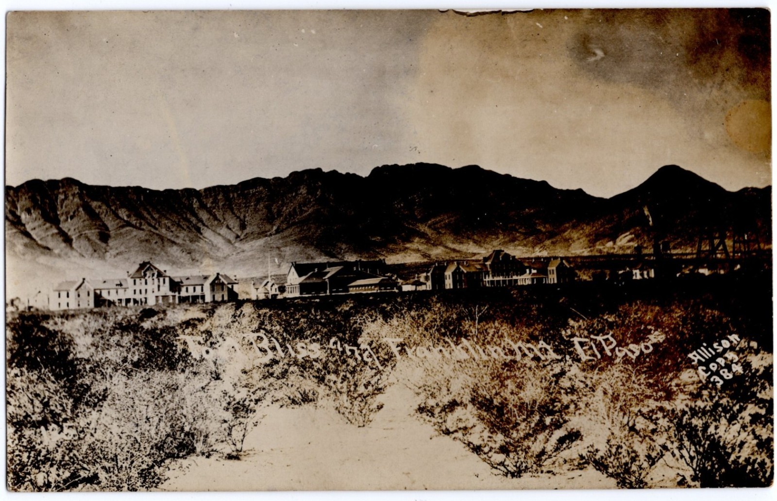 Ca 1912 Fort Bliss and Franklin El Paso RPPC Border War Mexican Revolution Texas