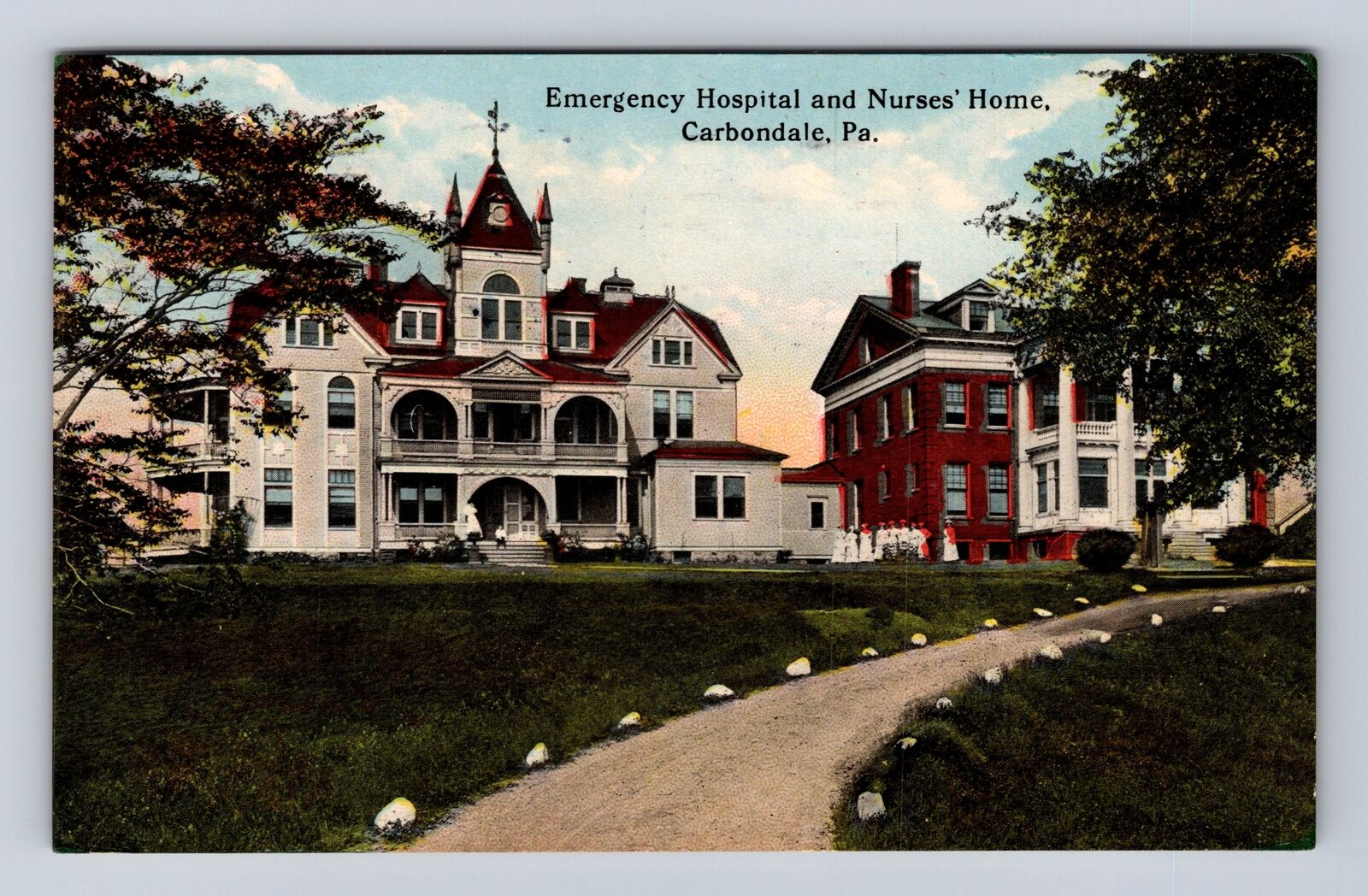 Carbondale PA-Pennsylvania, Emergency Hospital, Nurses Vintage c1914 Postcard