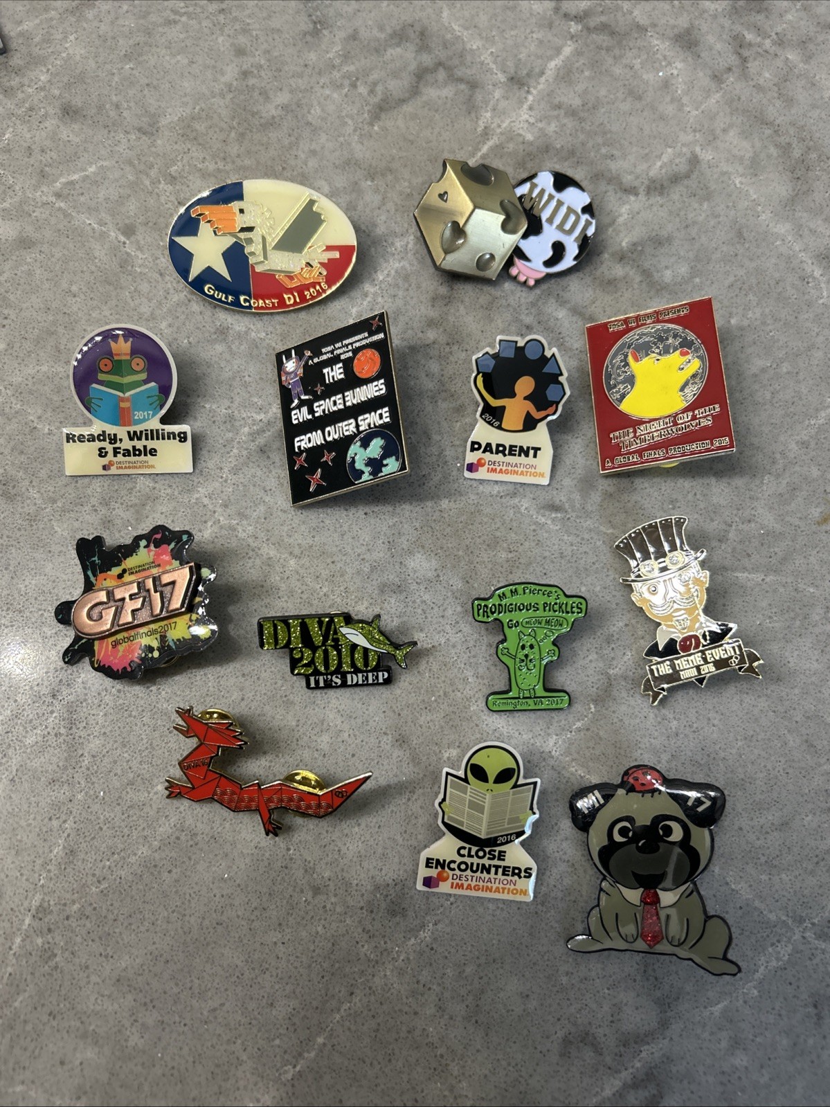 Lot of 13 Destination Imagination Collectible Pins