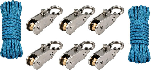 Rope Rollers 6 Pack Paracord Tent Guy Line Adjusters Size 1, Blue and Silver