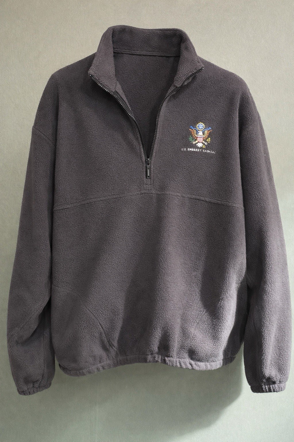 U.S. Embassy Baghdad Fleece Jacket Gray Great Seal Diplomatic Staff Apparel  XL
