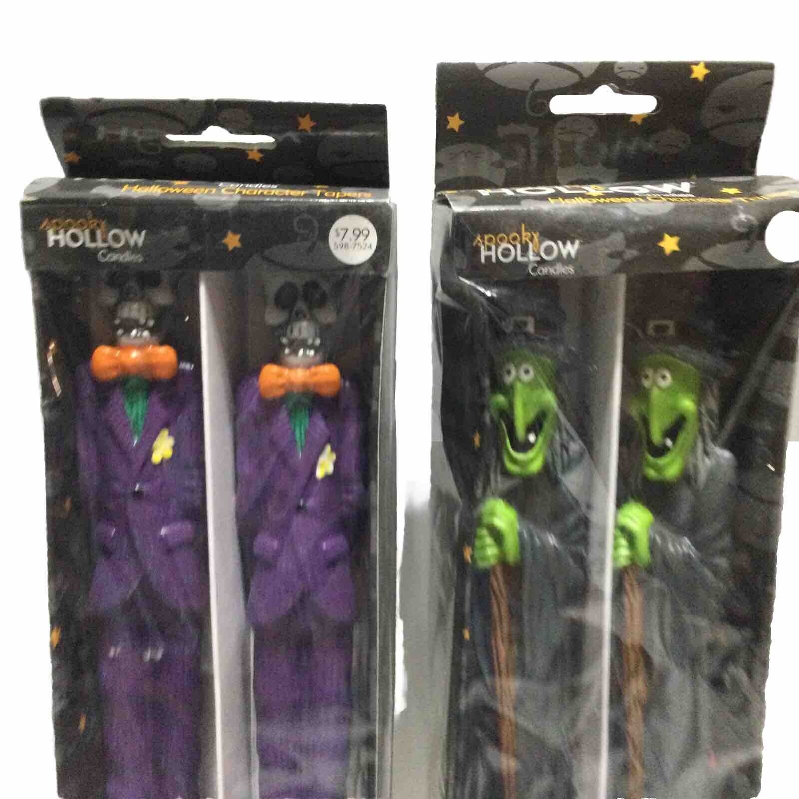 Vintage 2002 Spooky Halloween Candles Character Tapers Witch Skeleton Colorful