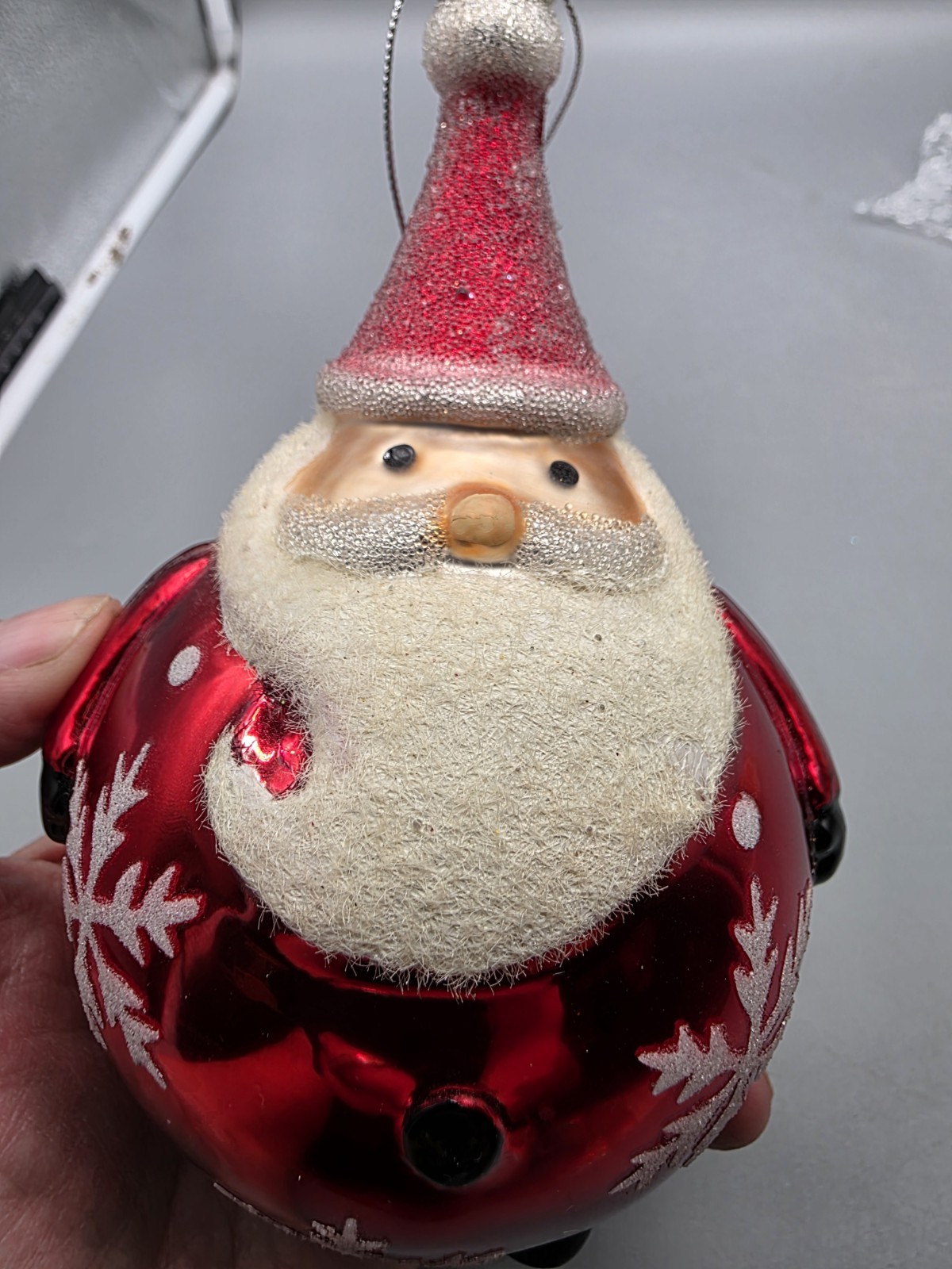 Macy's Holiday Lane Santa Glass Ornament Roly Poly Christmas 2011