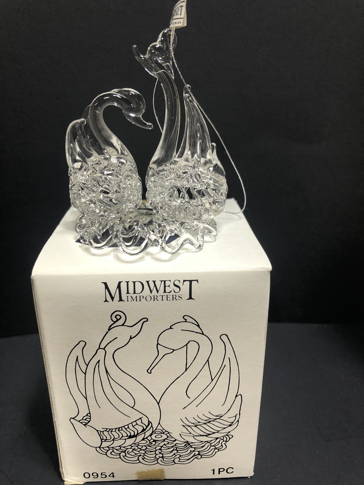 Vtg Blown Glass Swans Ornaments By Midwest Cannon Falls NOS Boxed* 
