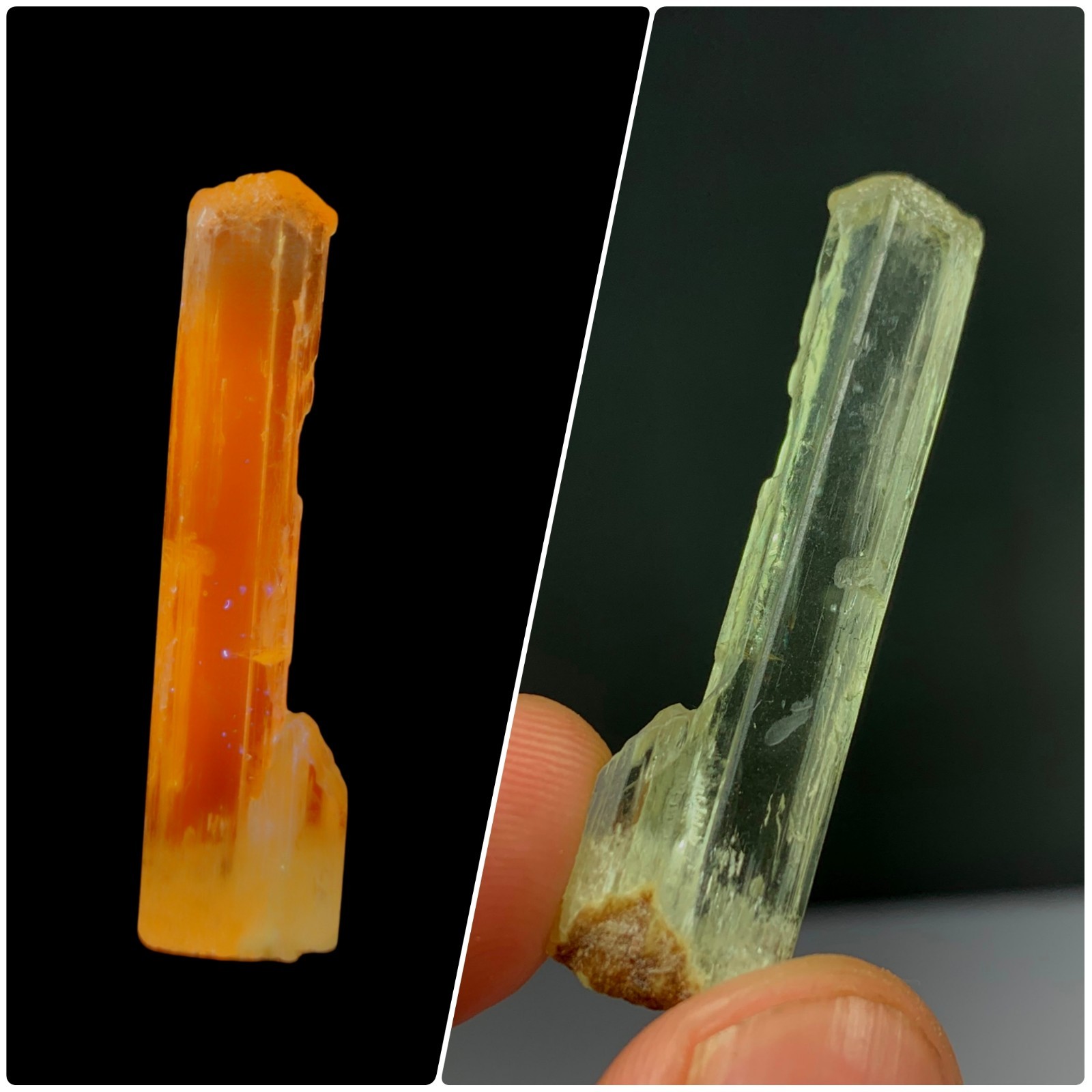 05 gm Aesthetic Transparent Yellow Kunzite (Triphane) With Etched Termination