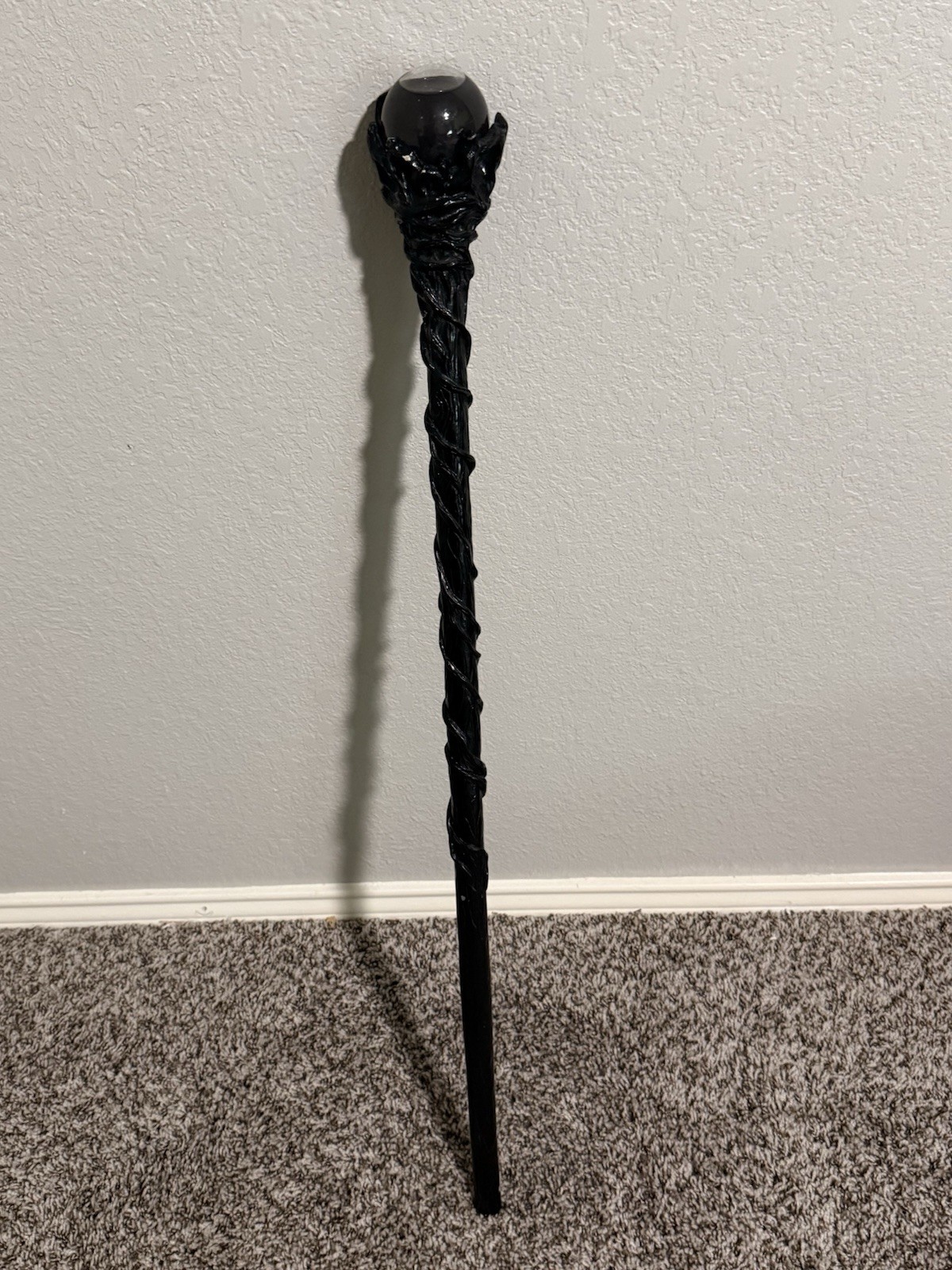 Merlin The Wizard Sorcerer Twisted Vines Staff Cane w/Gray Matter Orb 35”