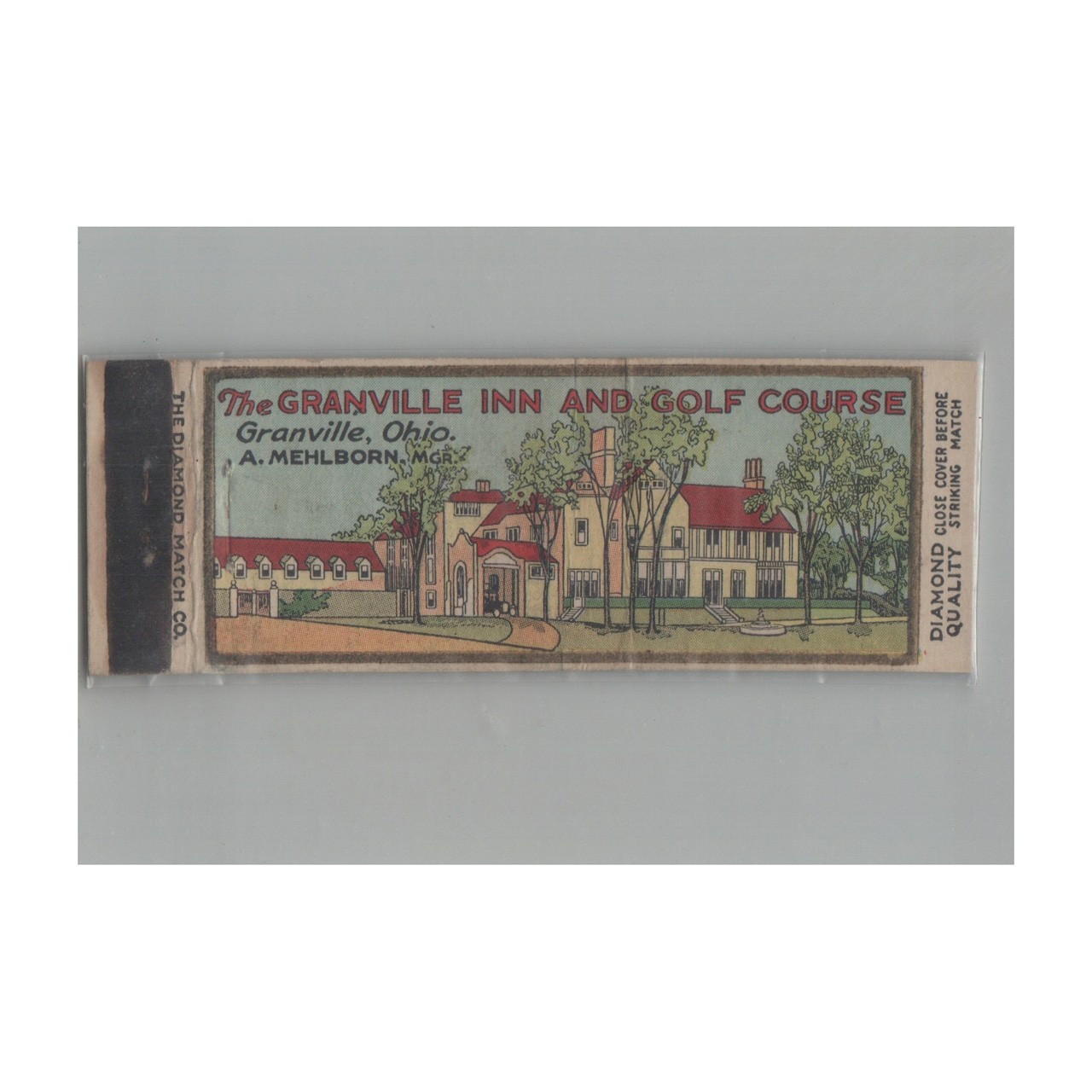 1930s Diamond Quality Matchbook Cover Granville Inn & Golf Course Granville OH