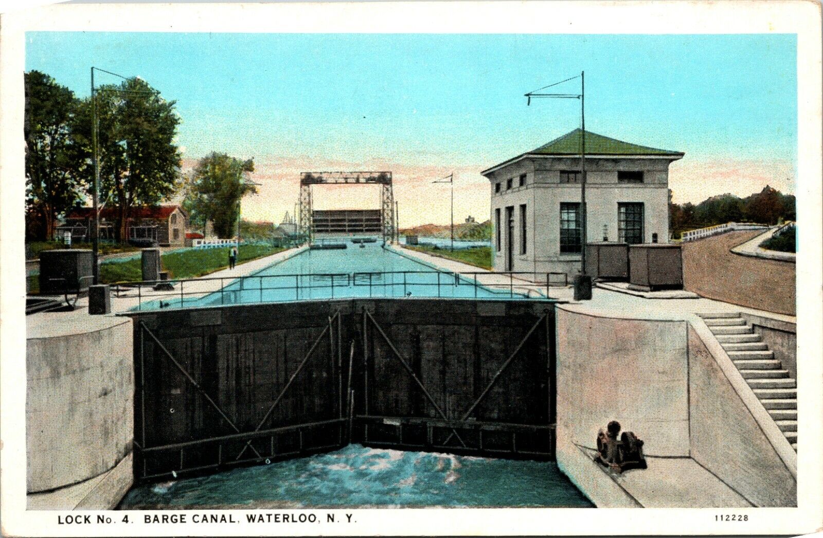 Waterloo New York NY Barge Canal Lock No 4 Vintage Postcard