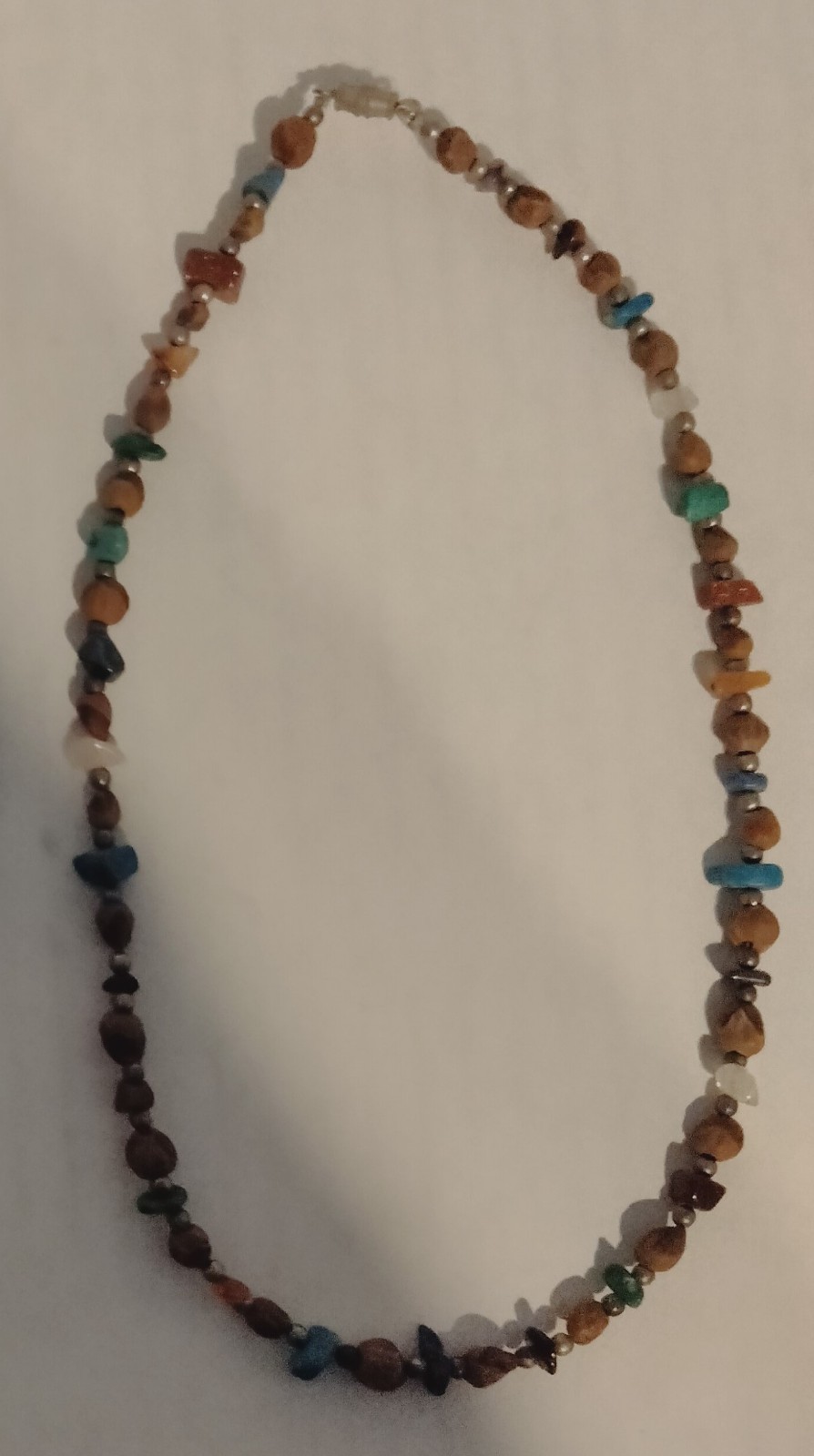 Beautiful Navajo Crafted Cedar Berry-Silver Beads-Turquoise-Rocks Necklace 18