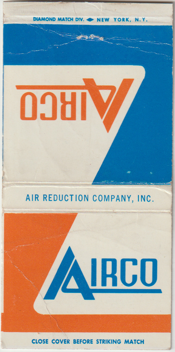 Airco Air Reduction Co Inc MIDTOWN MANHATTAN, NEW YORK Bobtail Matchbook Cover