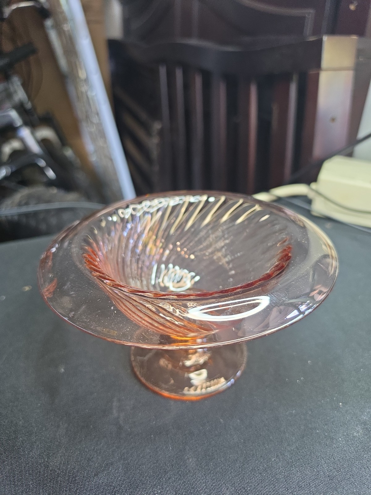 Pink Rolled Edge Footed Candy Bowl. Depression Glass . 3.5\