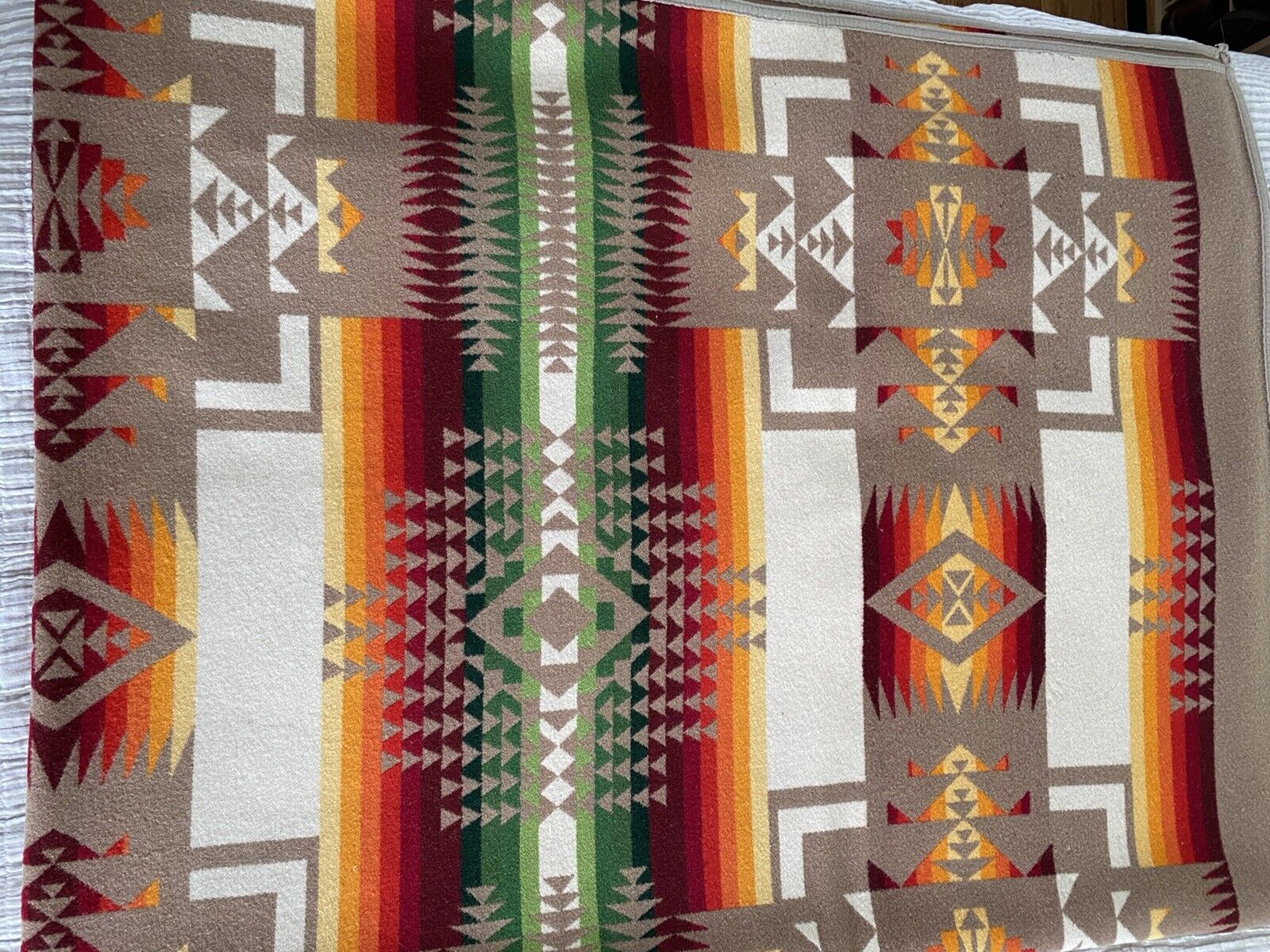 Vintage Woven Wool Pendleton Beaver State Blanket Chief Joseph Indian Design