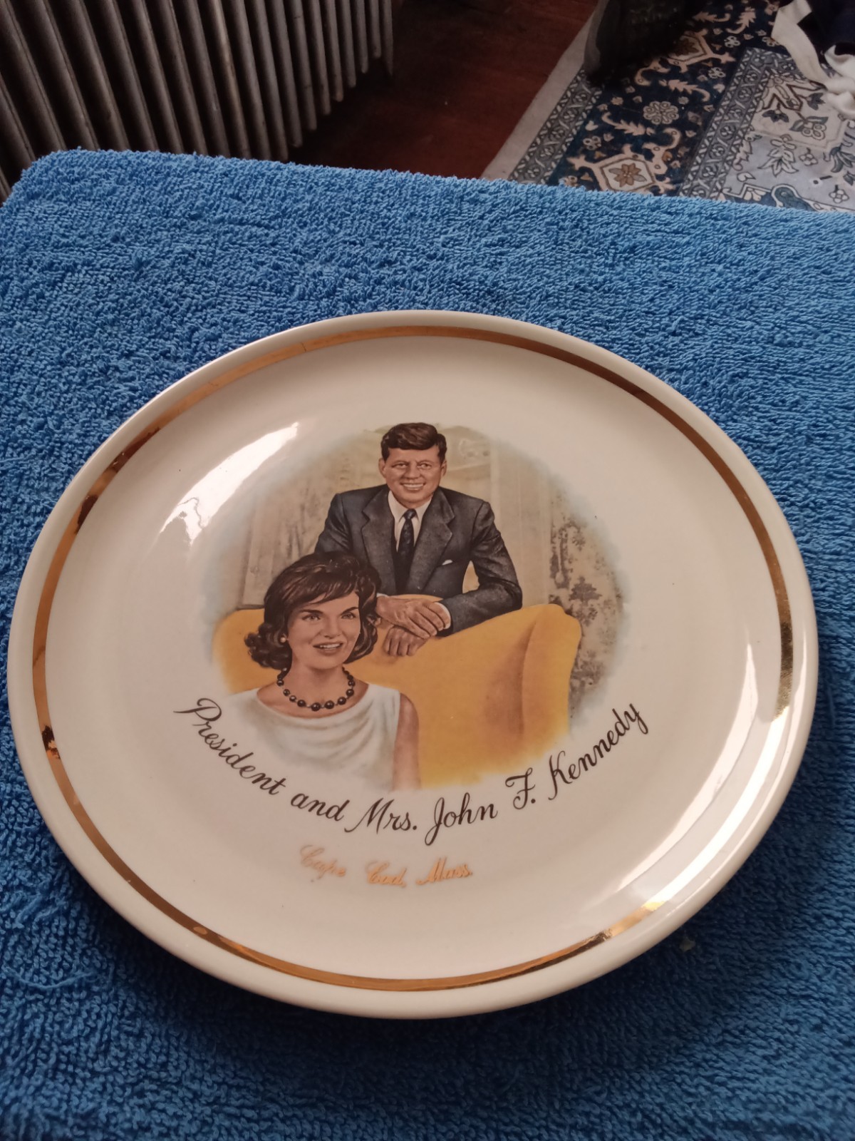 Vintage President and Mrs. John F. Kennedy  1960s Decorative Plate Gold Border