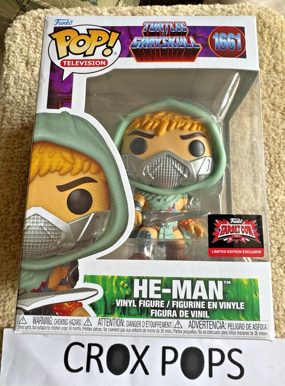 RARE HE-MAN TARGET CON 1661 TURTLES OF GRAYSKULL Funko Pop Vinyl New in Box +P/P RARE HE-MAN TARGET CON 1661 TURTLES OF GRAYSKULL Funko Pop Vinyl New in Box +P/P