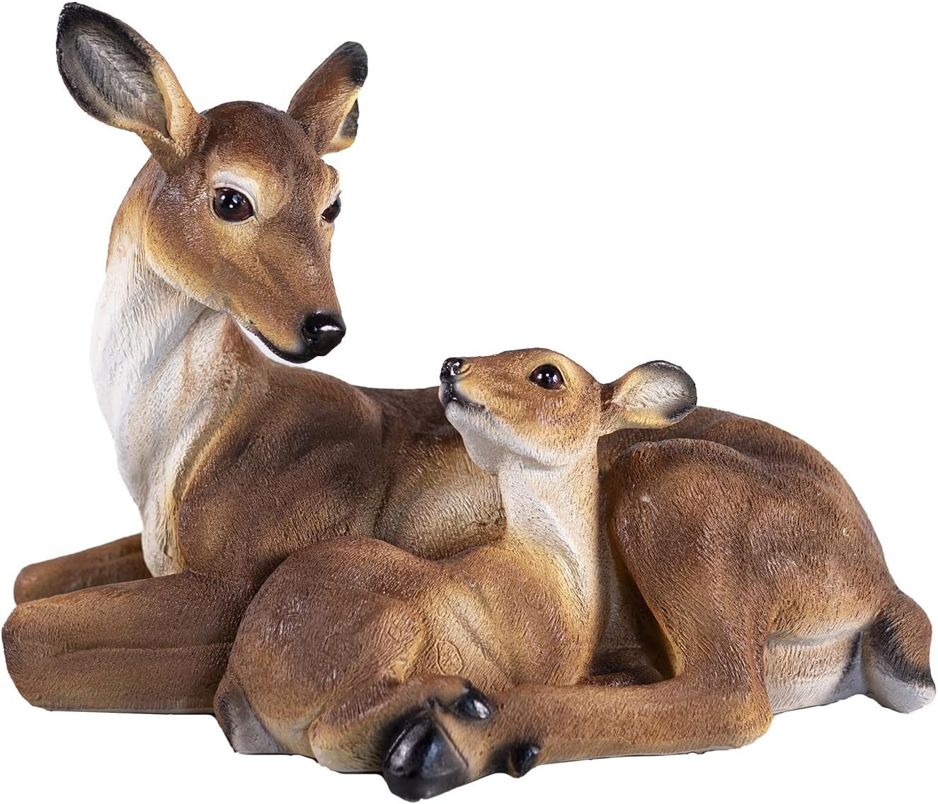 14.9 Inch Mother and Fawn Deer Statue & Deer Decoy - Outdoor Garden Lawn Decorat