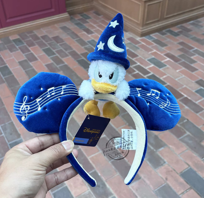 Authentic Hong Kong Disneyland Sorcerer Donald Duck Ear Headband Cute Wizard Hat