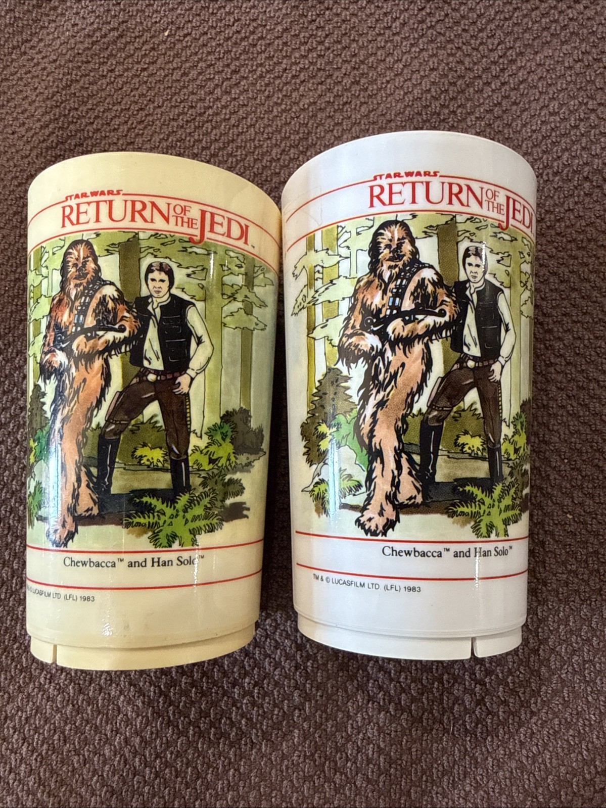 VTG 1983 DEKA Star Wars Return of the Jedi Plastic Cups X 2