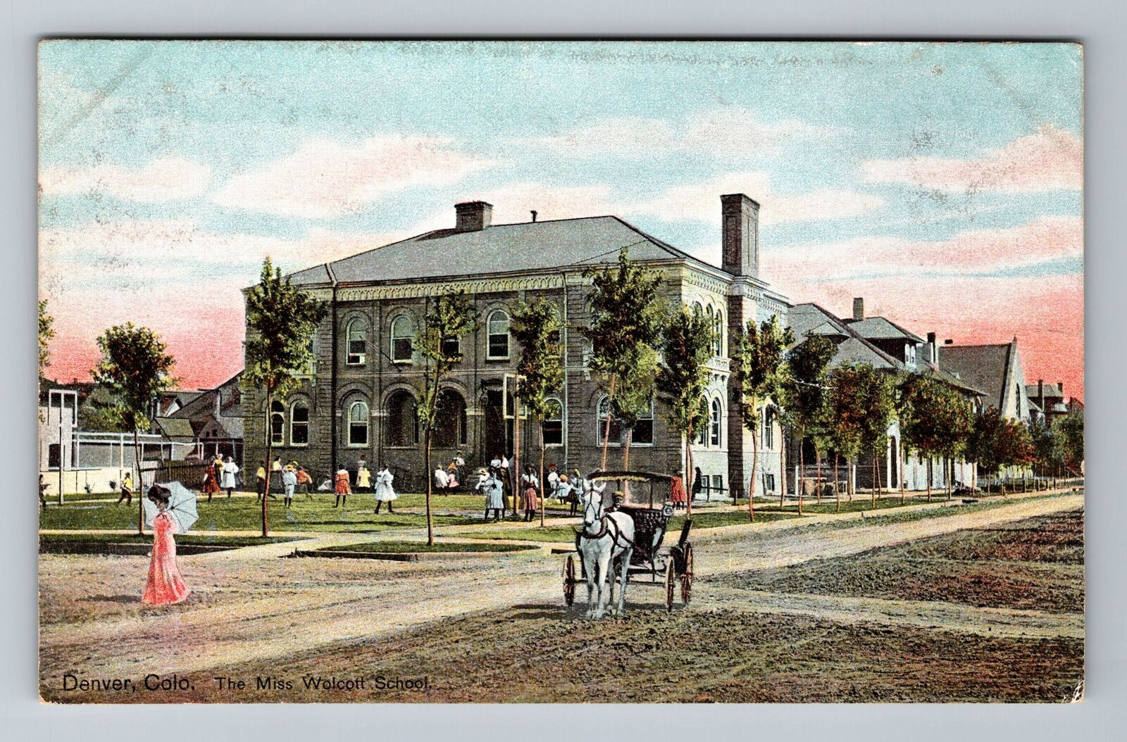 Denver CO-Colorado, The Miss Walcott School, Vintage Postcard