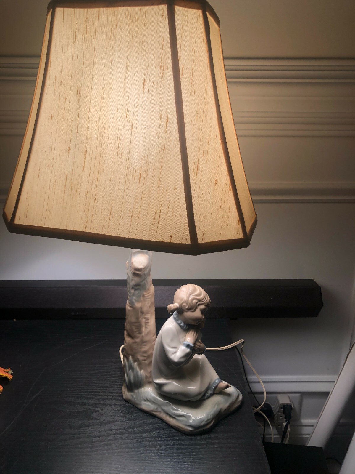 RARE Zaphir Figure by Lladro of a Girl and Doll Lamp 21.5 inch