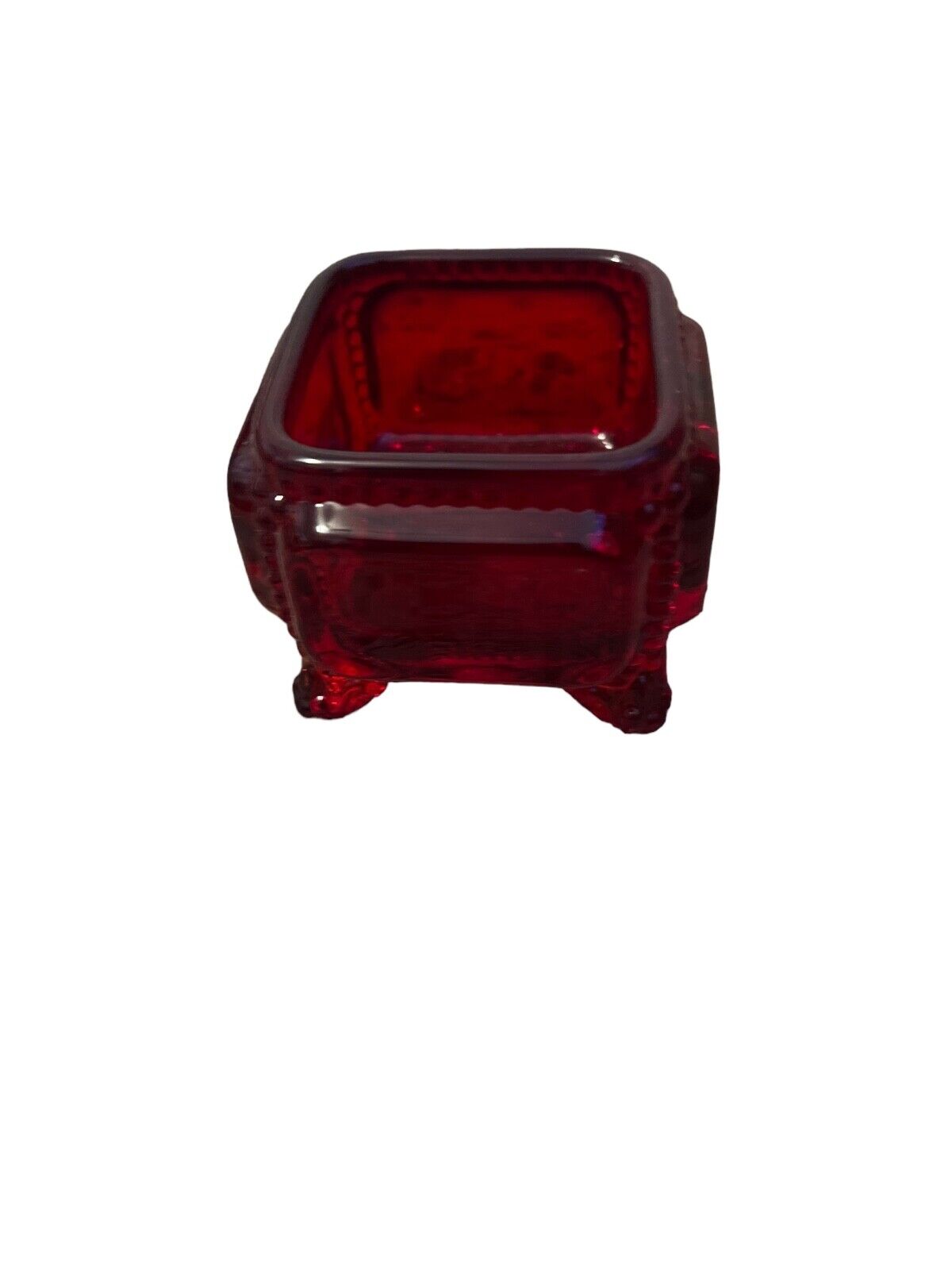 Vintage Westmoreland Footed Trinket Box, Ring Box - Ruby Red Glass