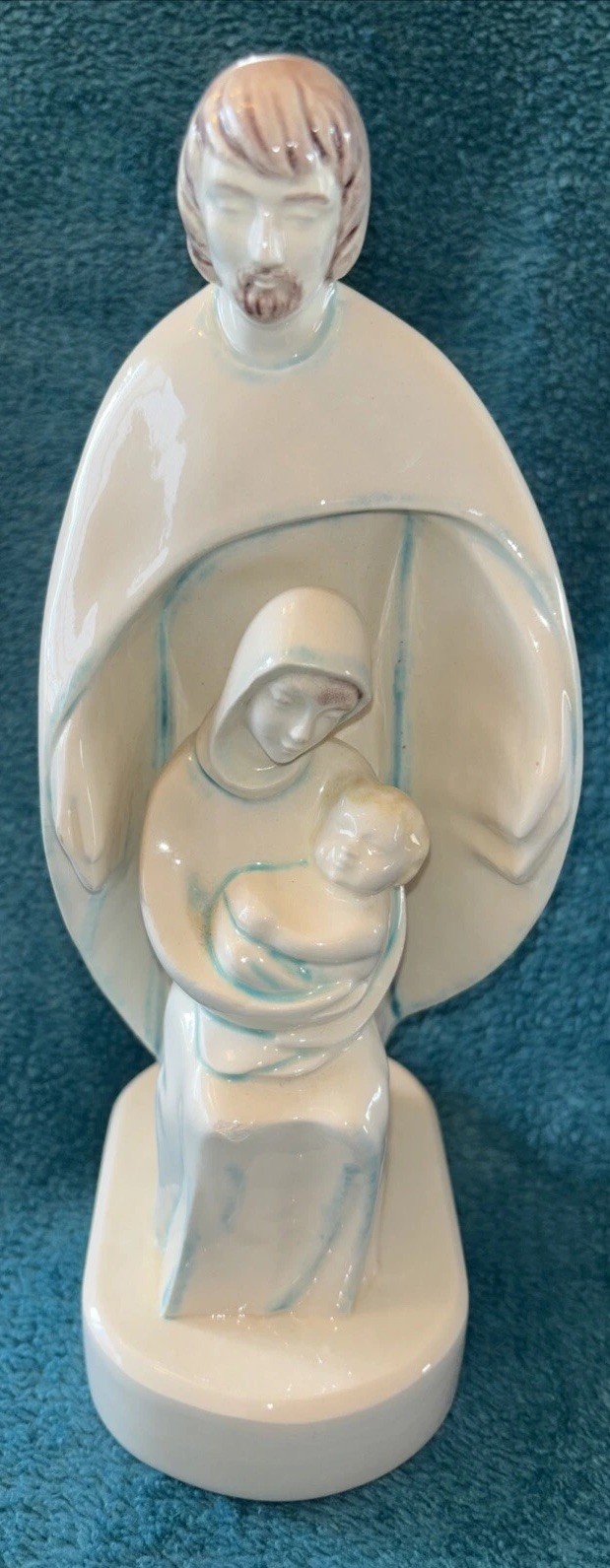 Vintage Beautiful Ceramic HOLY FAMILY Statue 9.75 Jesus, Mary, Joseph Nice #FF