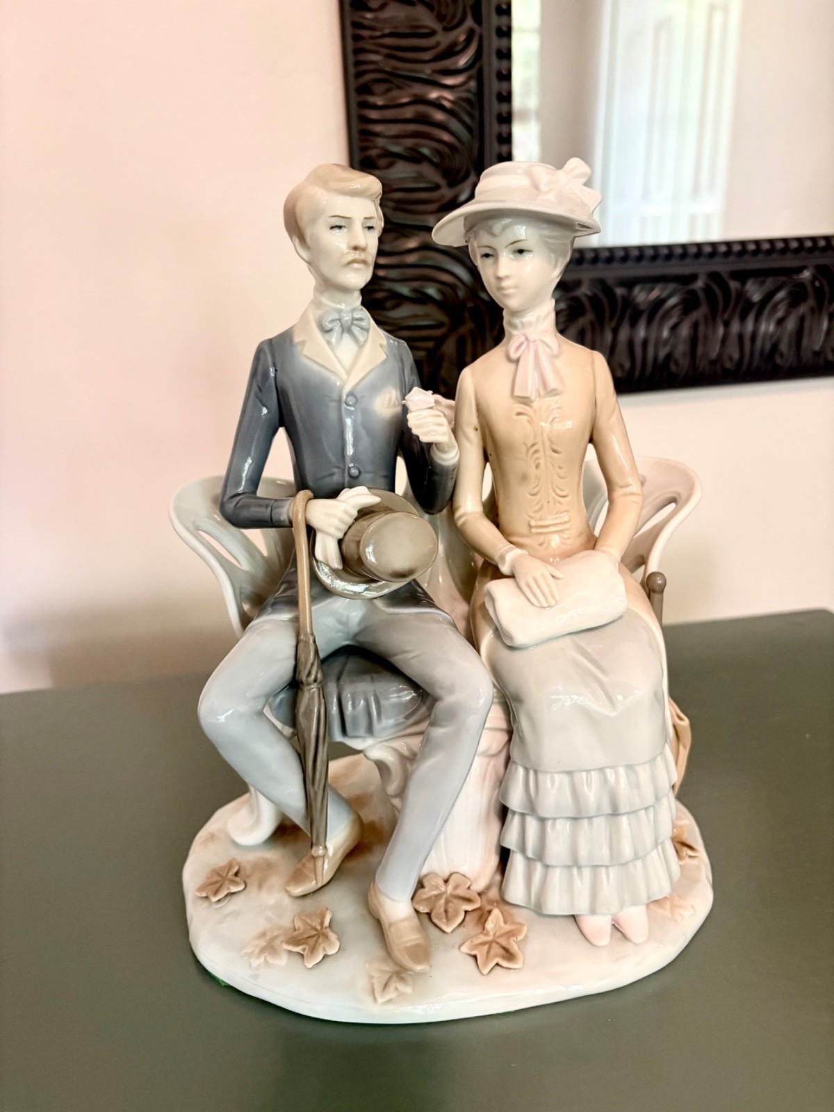 Rare Vintage Ethan Allen Porcelain Figurines - Farmer And Wife With Lambs