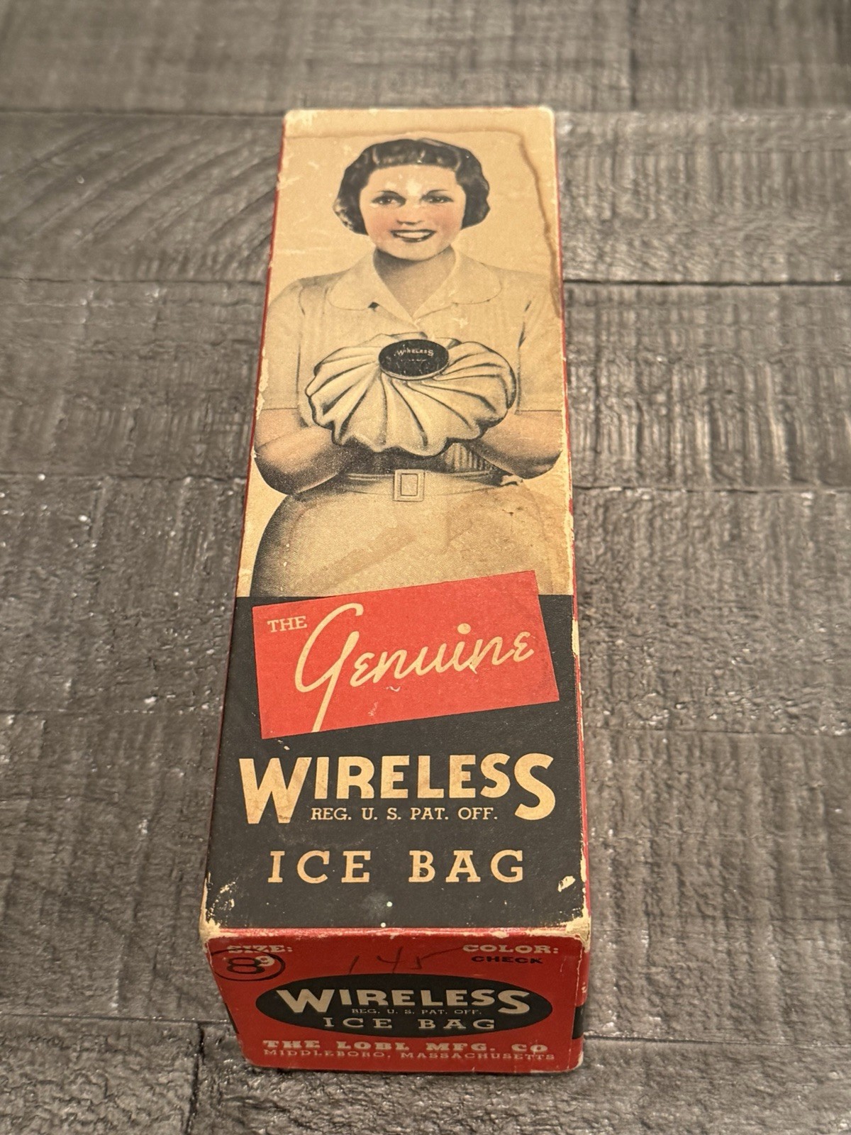 Vintage 1930s-40s Genuine Wireless Ice Bag Size 8 Lobl Mfg Co Original Box