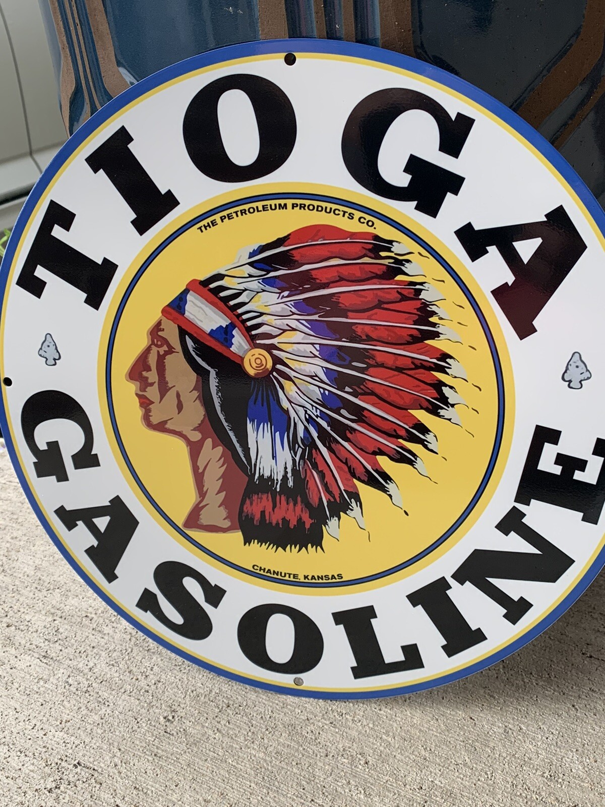 Vintage Style Indian Tioga Gasoline Oil   Metal  Steel Top Quality Heavy  Sign