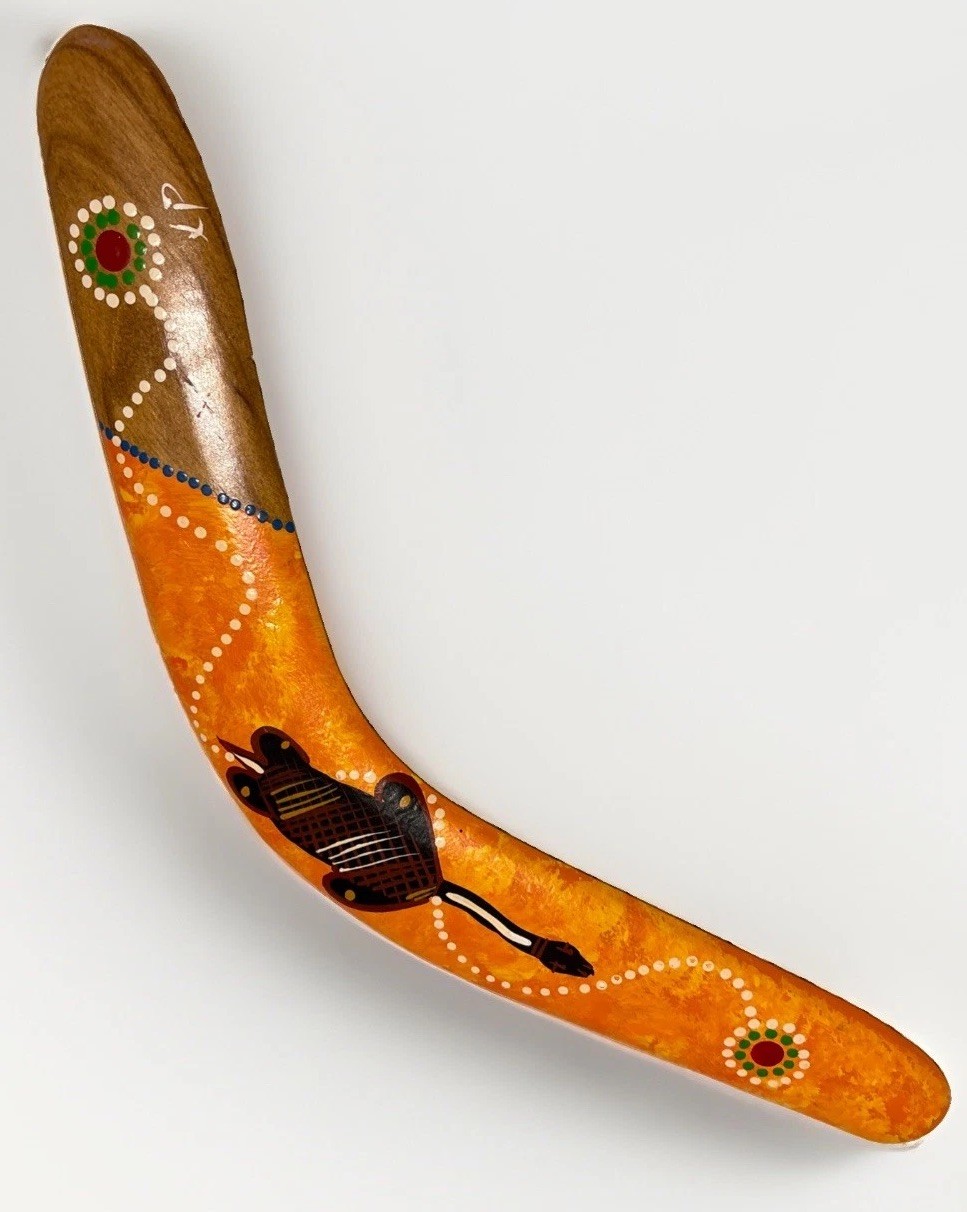 WIJIKURA Boomerang Authentic Made In Australia Hand Painted Artisan Signed - 18”