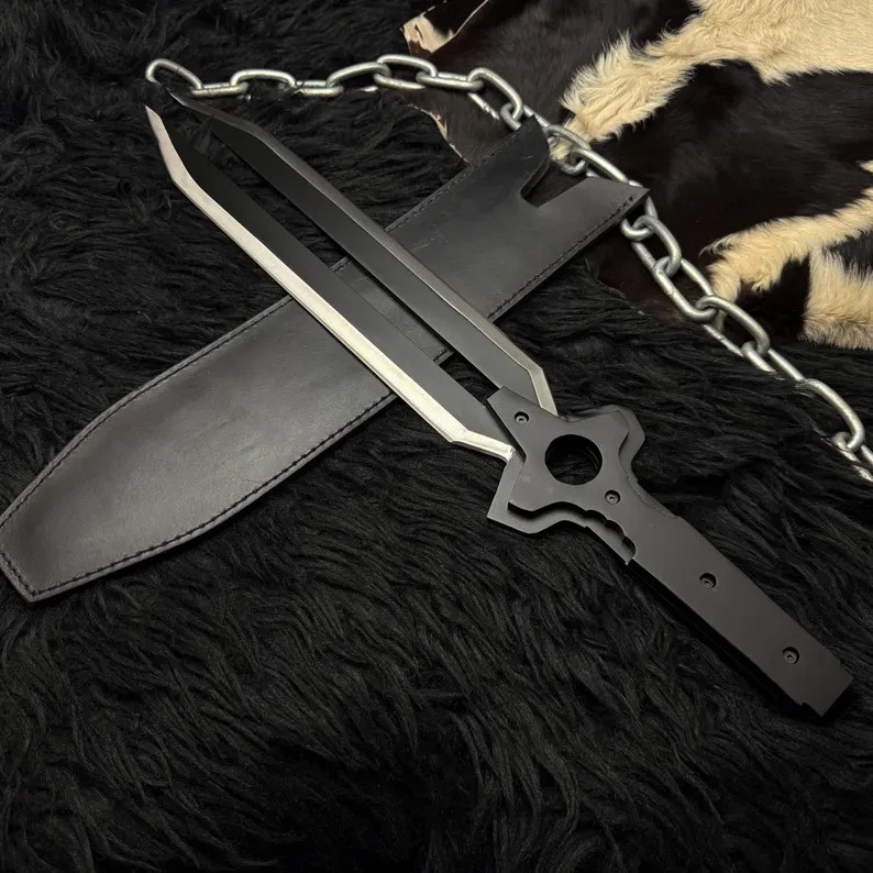Handmade Darker than Black Replica Knife | Anime Cosplay with Leather Sheath