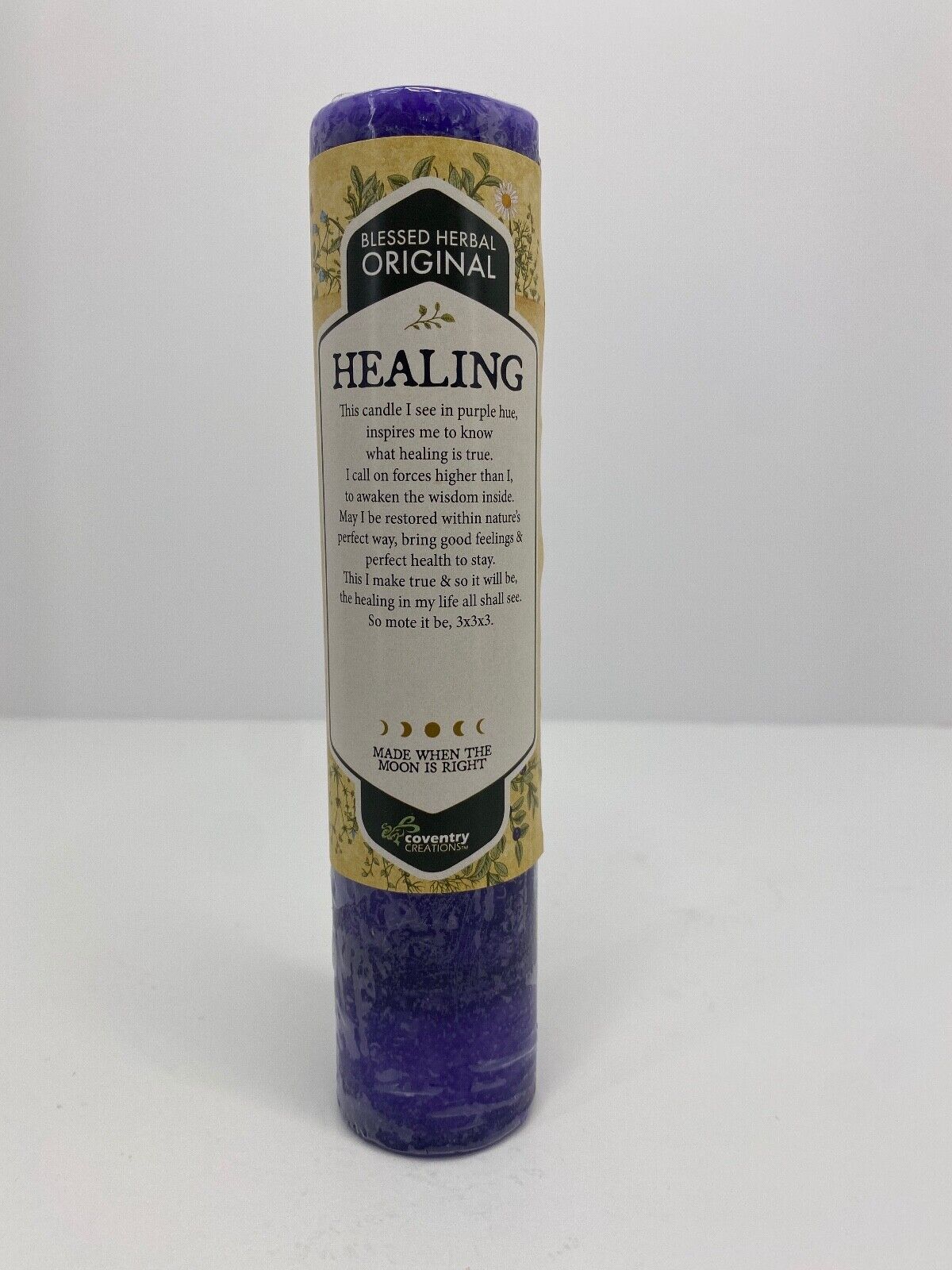 Coventry Creations Purple Candle Blessed Herbal Originals HEALING 40 Hour Burn
