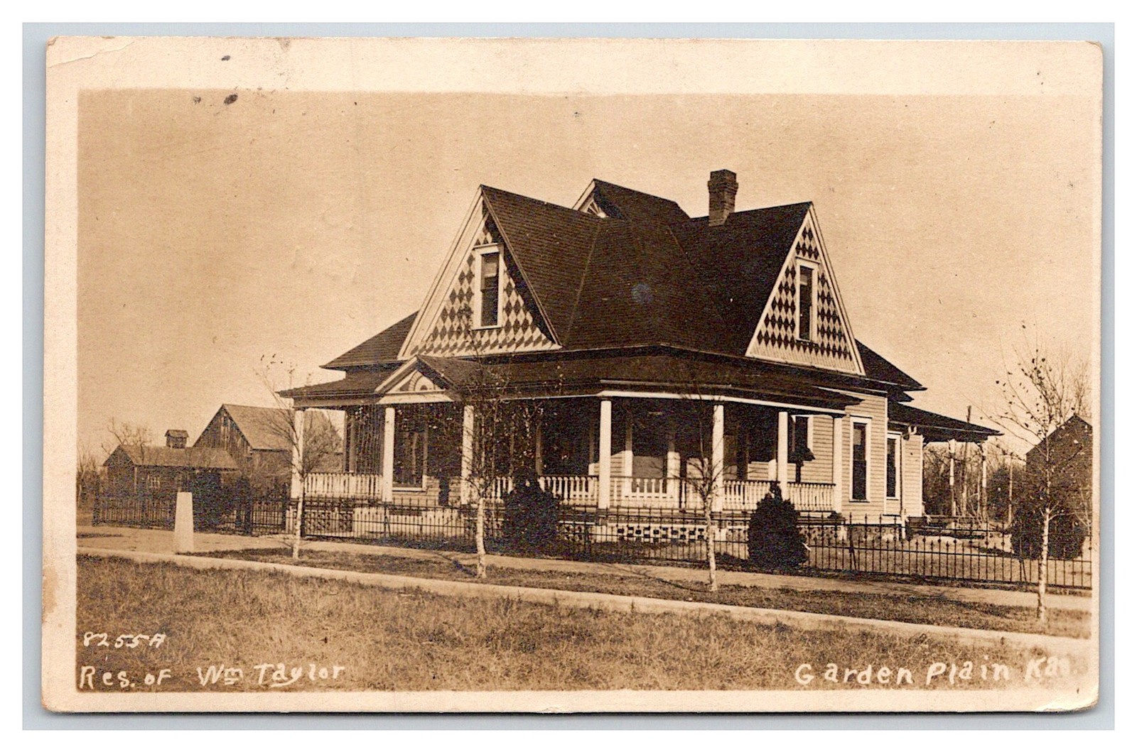RPPC, Historic Home of W. Taylor , Garden Plain, Kansas. Sedgwick County