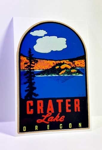 Crater Lake Oregon Vintage Style Decal / Vinyl  Sticker, Luggage Label