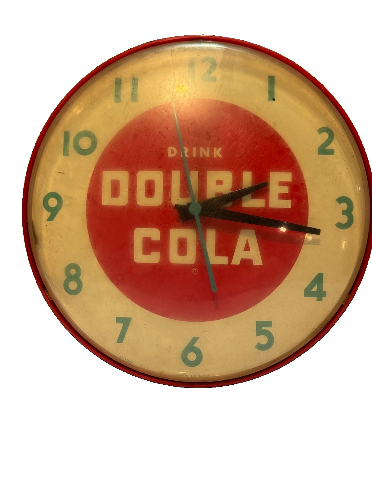 Vintage 1946 Drink Double Cola Clock Ohio Advertising Sign Works 10-46