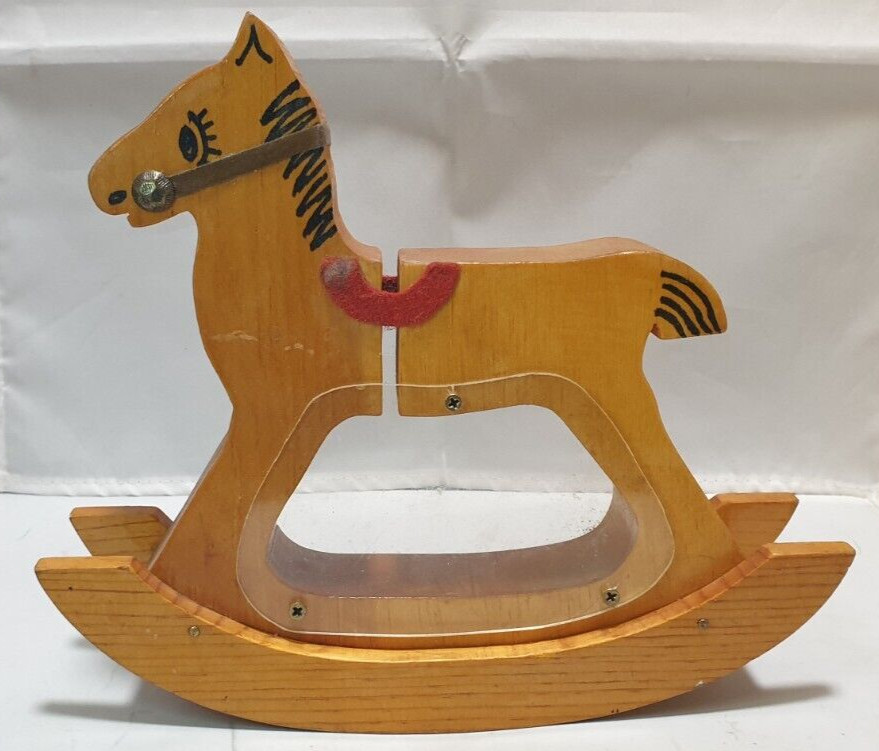 Vintage Wood Rocking Horse Piggy Bank 1985 Vintage Wood Rocking Horse Piggy Bank 1985