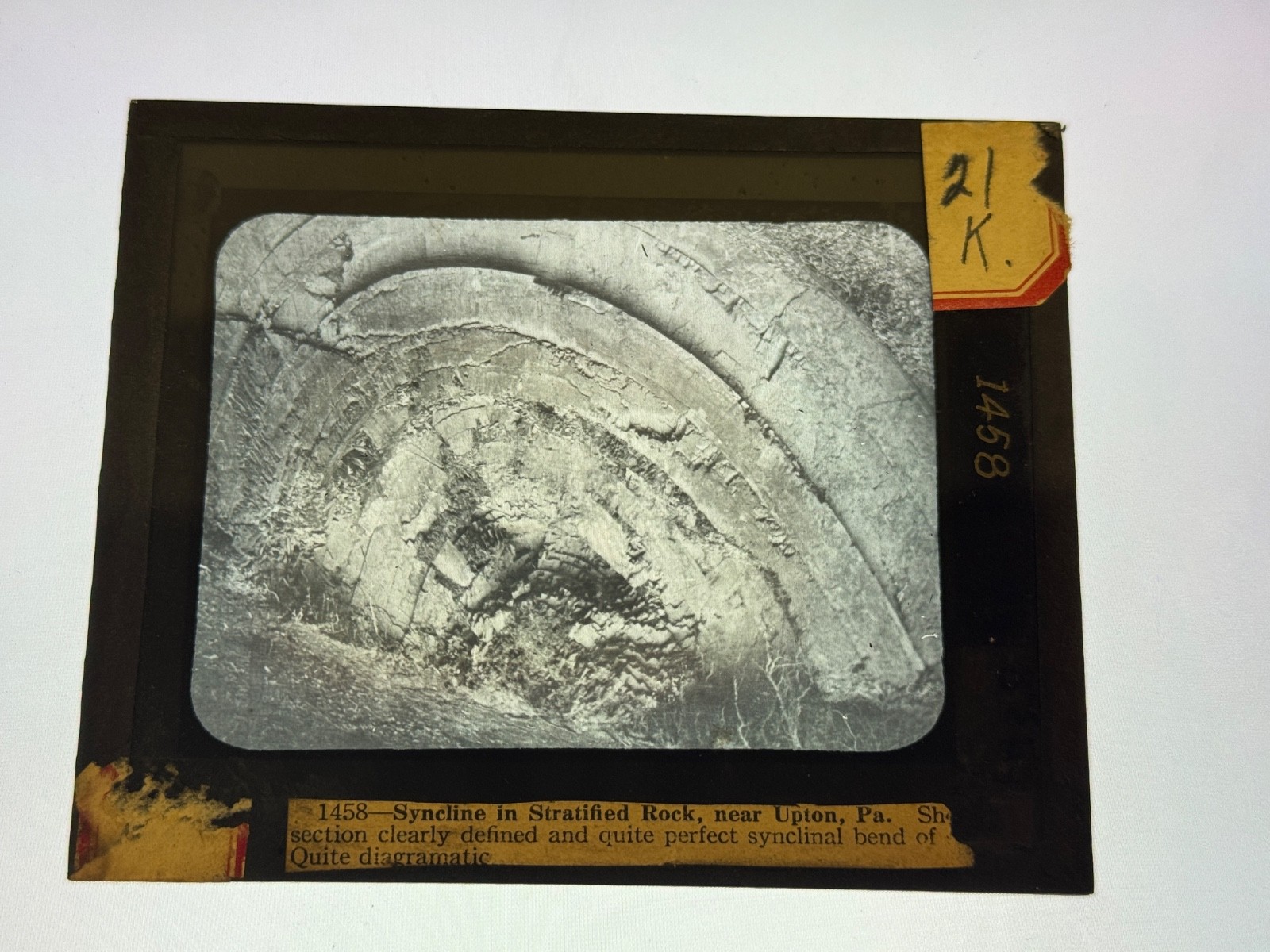Antique Magic Lantern Slide Syncline in Stratified Rock near Upton, PA Antique Magic Lantern Slide Syncline in Stratified Rock near Upton, PA
