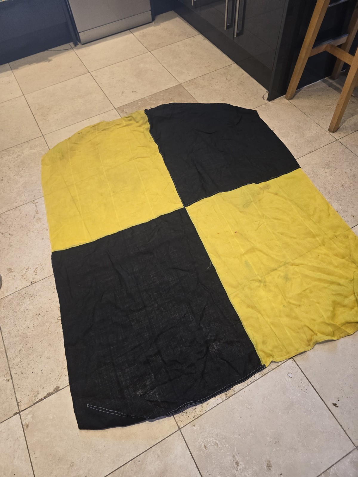 WW2 period Vintage British Royal Navy Yellow & Black Lima Signal Large Flag. 