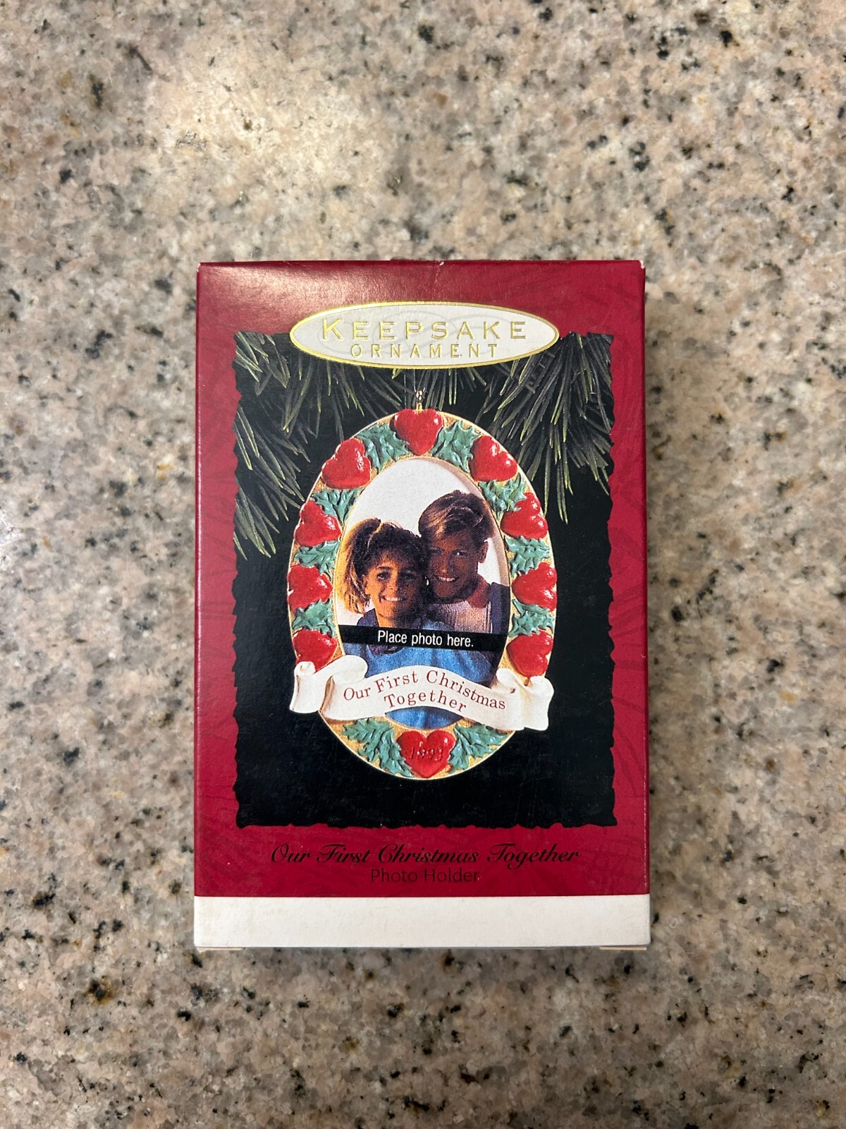 1993 Hallmark Our First Christmas Together Photo Holder Ornament New in Box