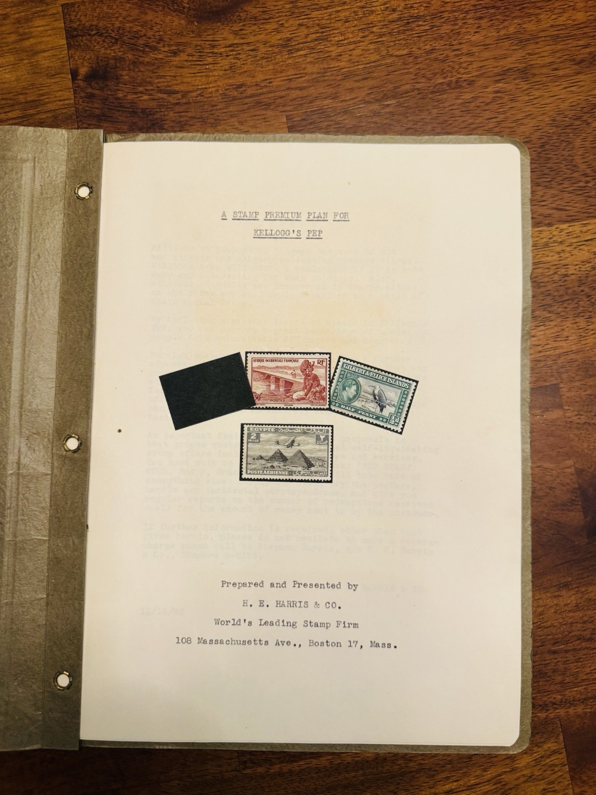 1950 Original Kellogg's PEP Stamp Premium Proposal H.E. Harris SCARCE