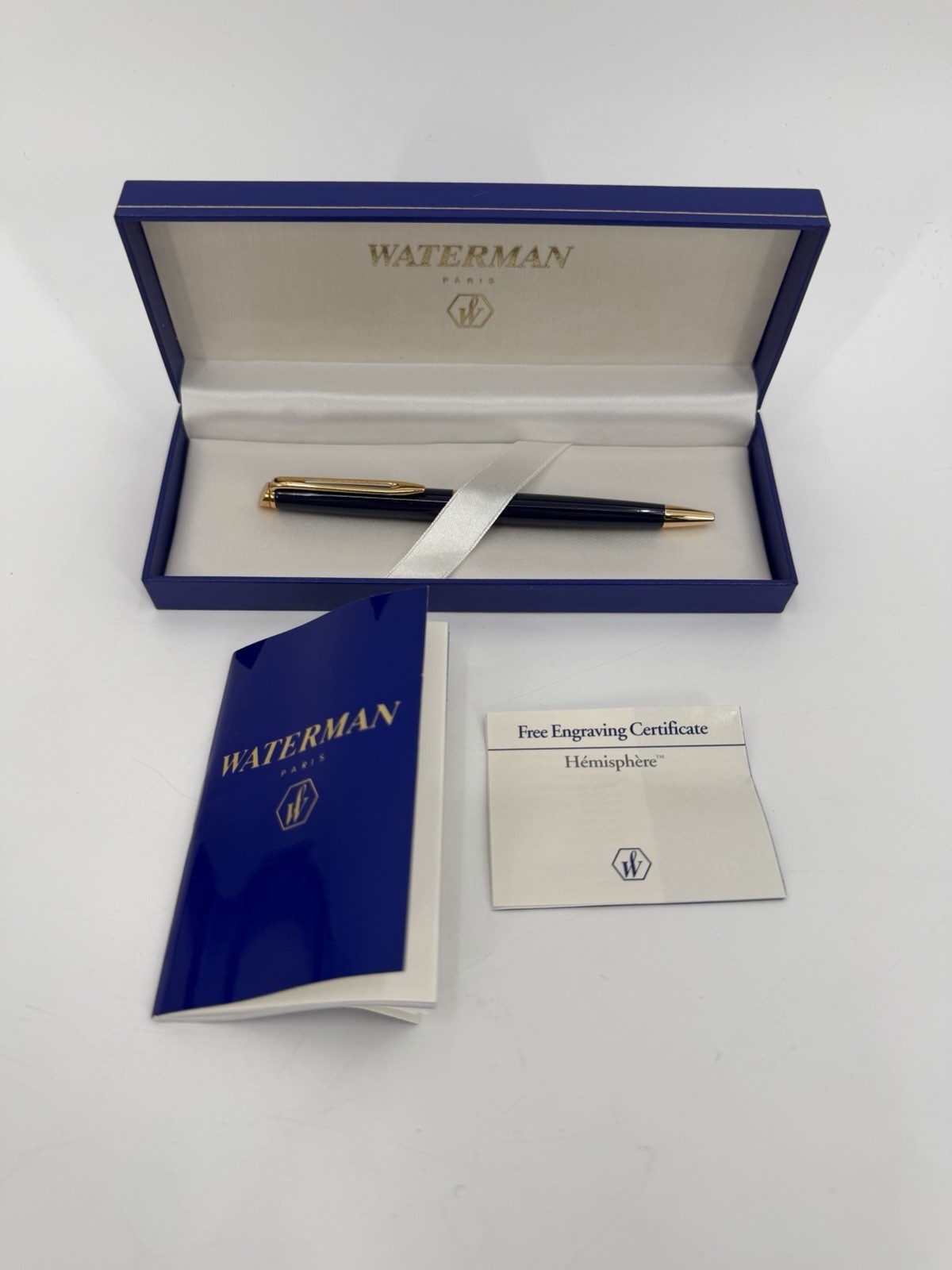 Vintage Waterman Ideal Ballpoint Navy Blue w/ Gold Trim Paris