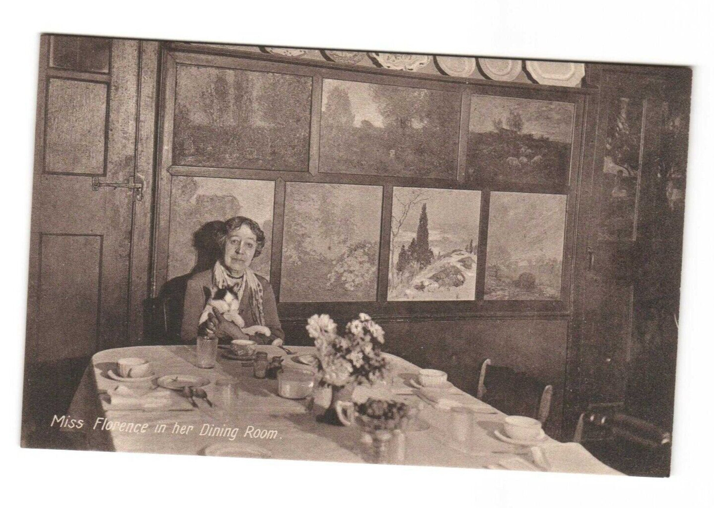 Miss Florence In Her Dining Room Pub By Howard B Welch New Haven Conn Postcard