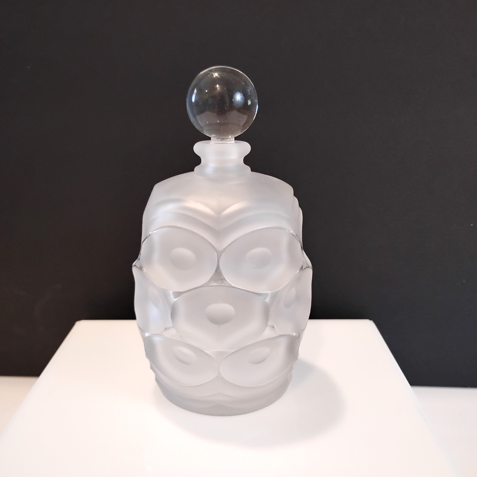 Vintage Chamart France Indented Orb Frosted Glass Perfume Bottle 6\