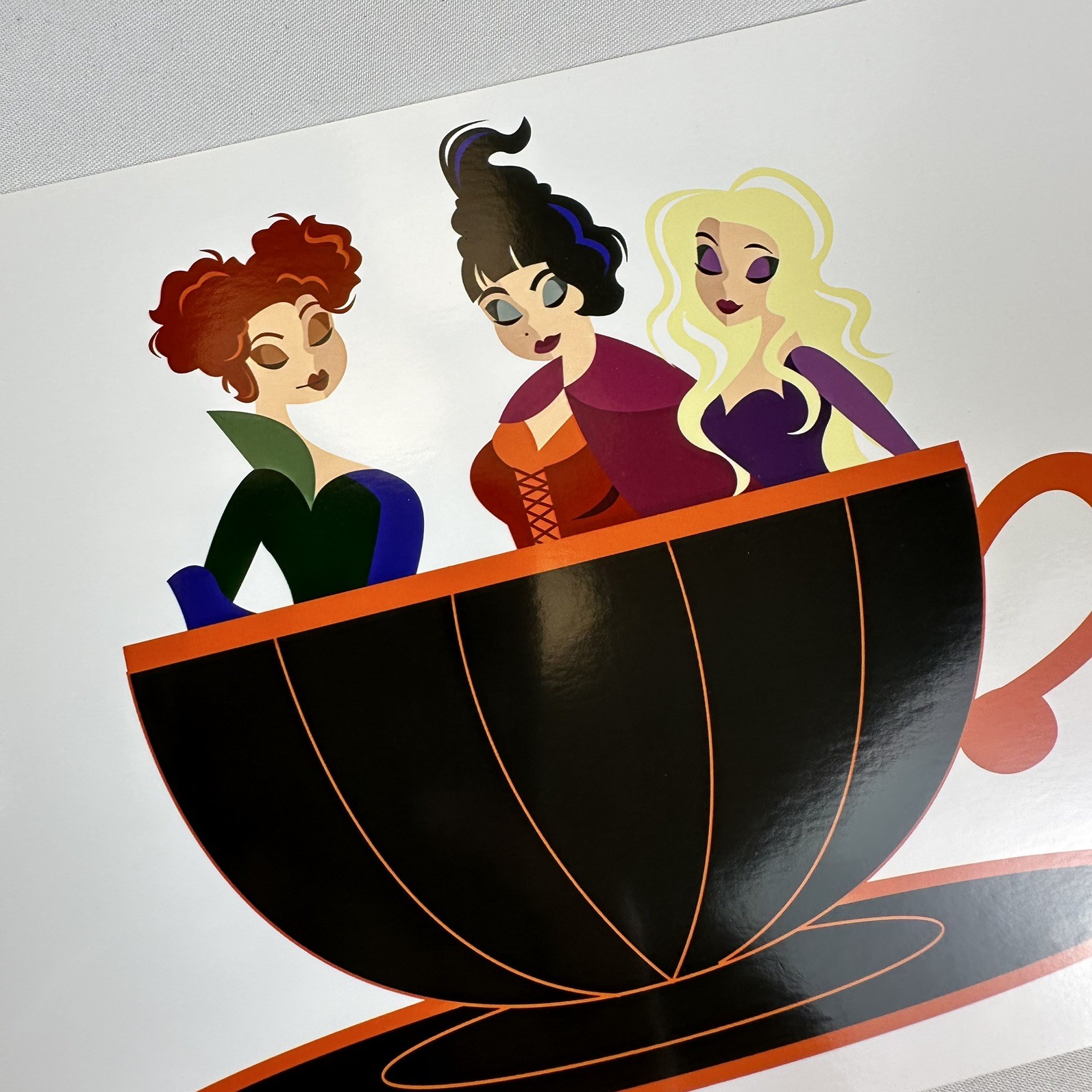 Ashley Taylor Signed Disney Hocus Pocus Tea Cup 5x7 Art Print Framed, Glass