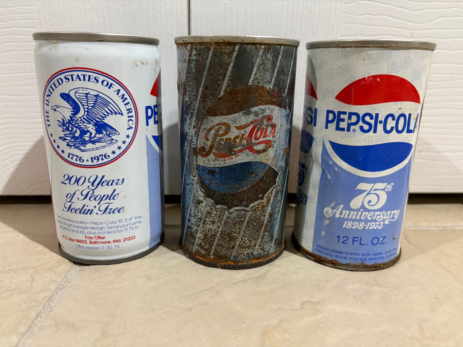 Pepsi 1976 Bicentennial Tray 75th Anniversary 1898 1973 1960s Aluminum Top Cans