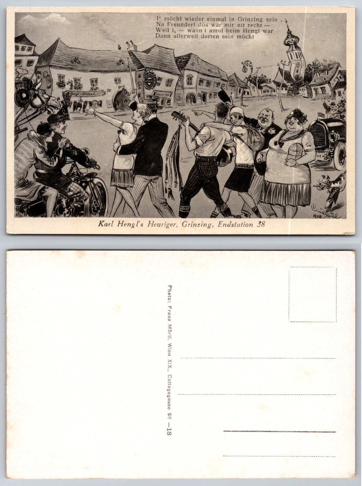 Karl Hengls Heuriger Grinzing Endstation 38 Postcard