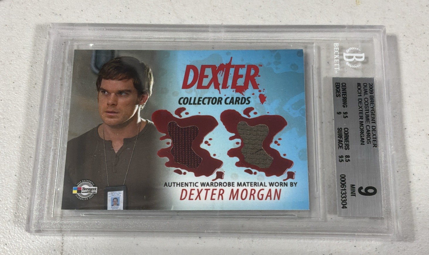 2009 Breygent Dexter Morgan Duel Costume Card  #DCI1 Beckett Graded 9