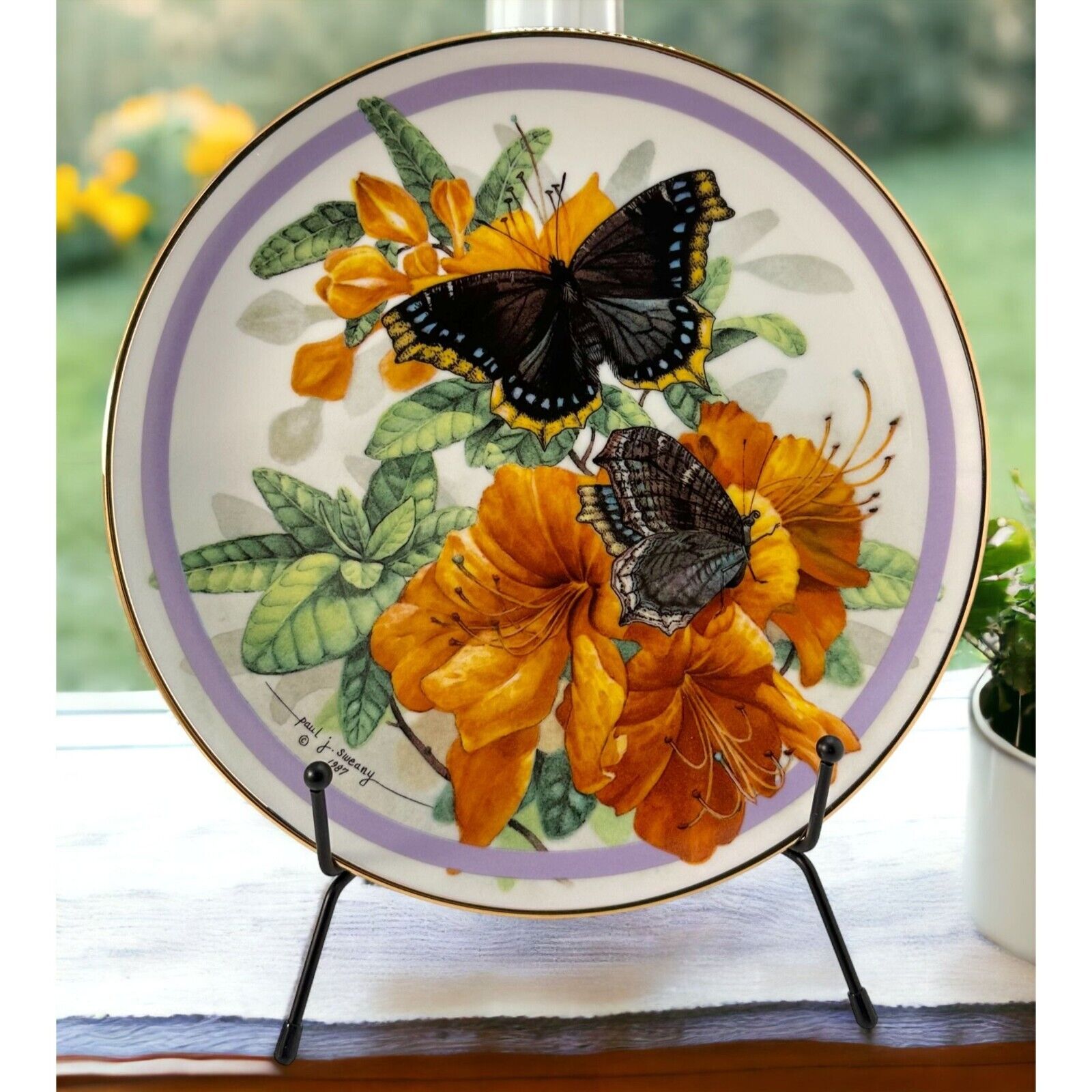 Morning Cloak Butterfly Garden 7 Paul J. Sweany The Hamilton Collection Plate