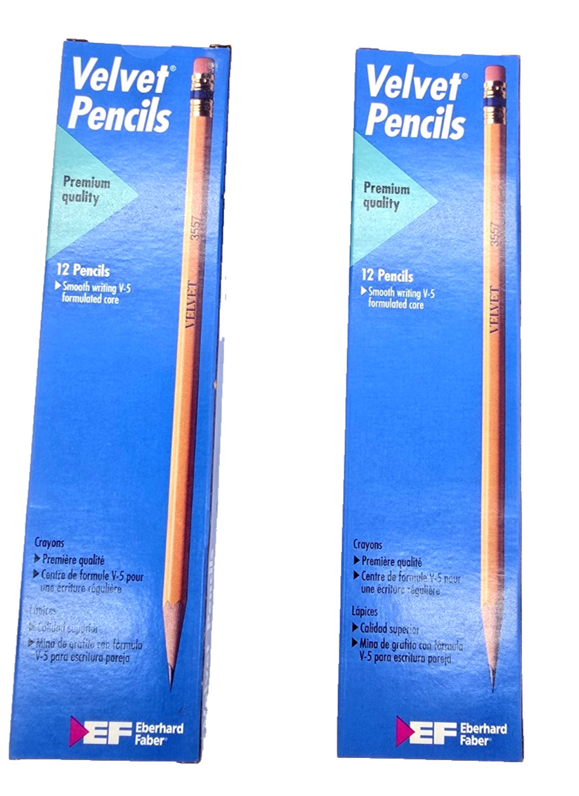NOS Eberhard Faber Velvet 3557 #2 HB 24 Pencils 2 Boxes Vintage NEW