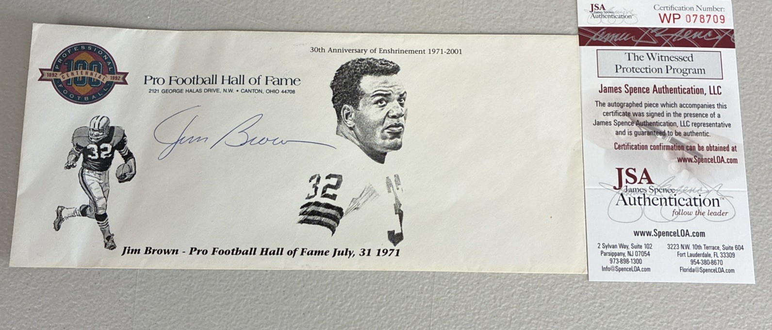 Jim Brown Autorgaphed Envelope JSA Certified HOF Browns Jim Brown Autorgaphed Envelope JSA Certified HOF Browns