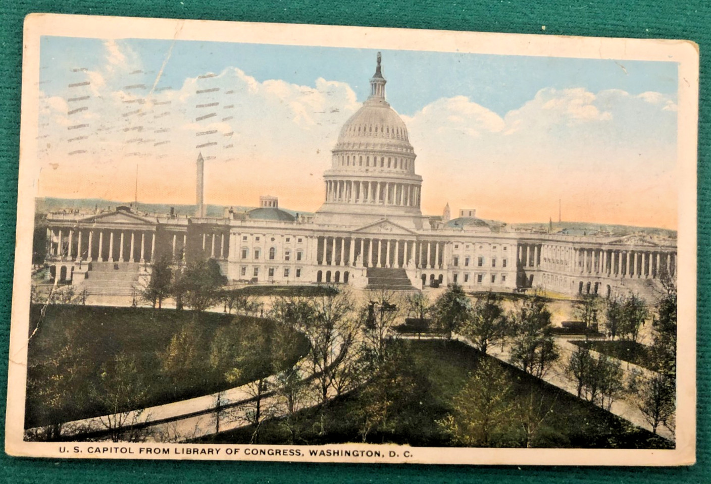 Postcard: US Capitol From Library of Congress Washington DC-c1915
